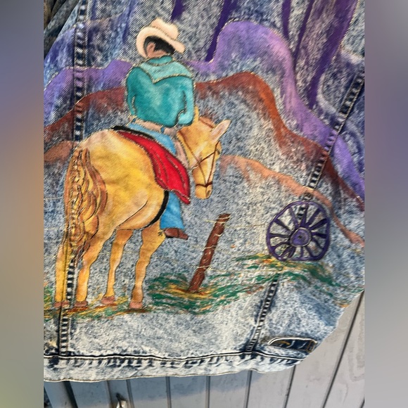 Vintage Hand Painted Jordache Western Cowboy Jacket L - Picture 11 of 16